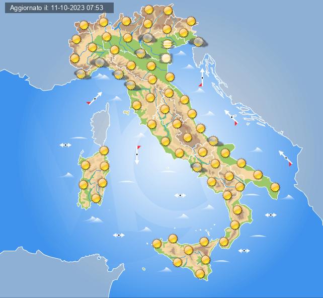 meteo italia giovedì 12 ottobre 2023