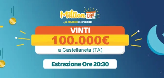 Estrazione Million Day 12 marzo 2025. La combinazione e i numeri vincenti del 12/3/2025, verifica vincite online e archivio estrazioni.