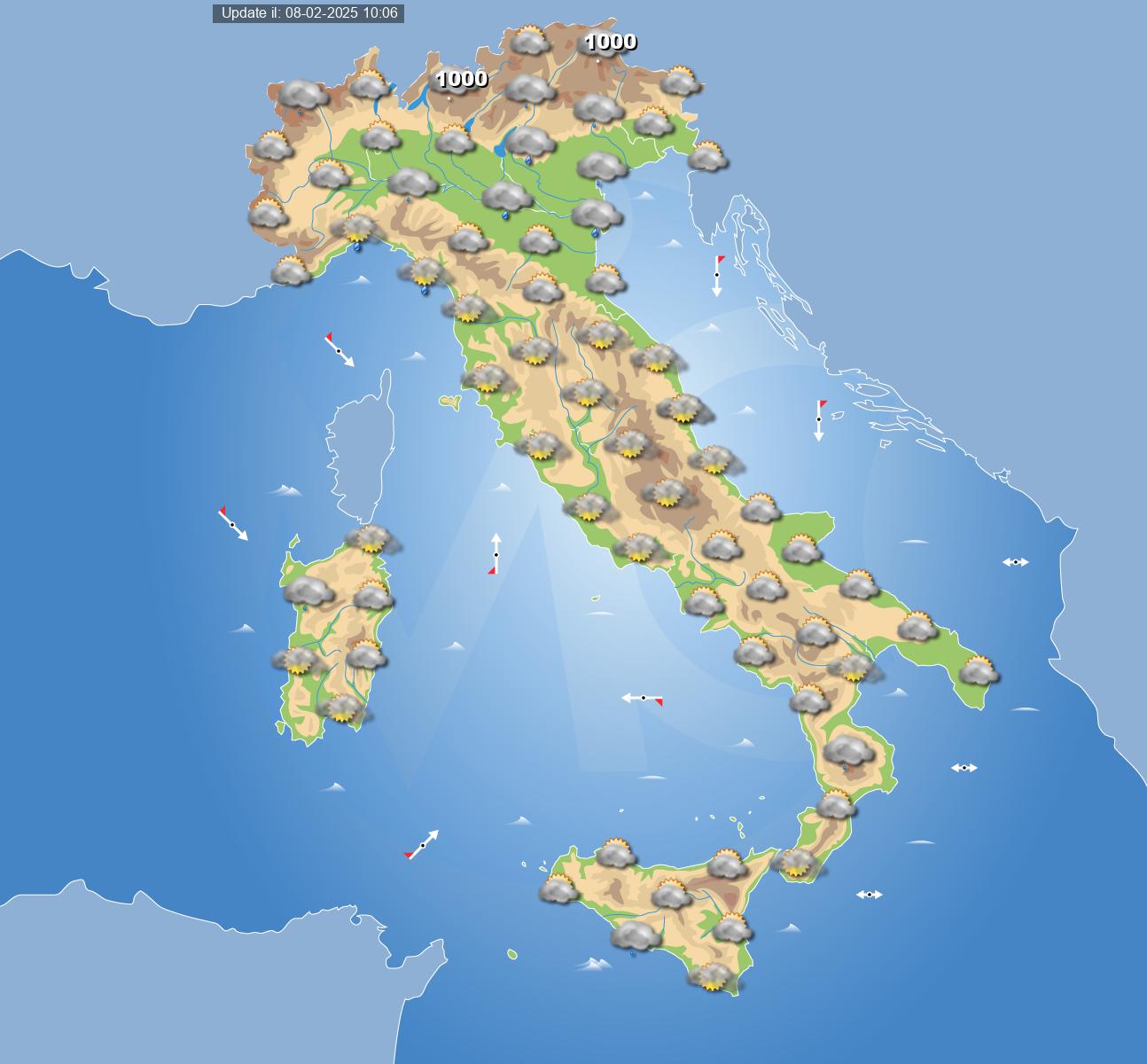 meteo italia 10 febbraio 2025