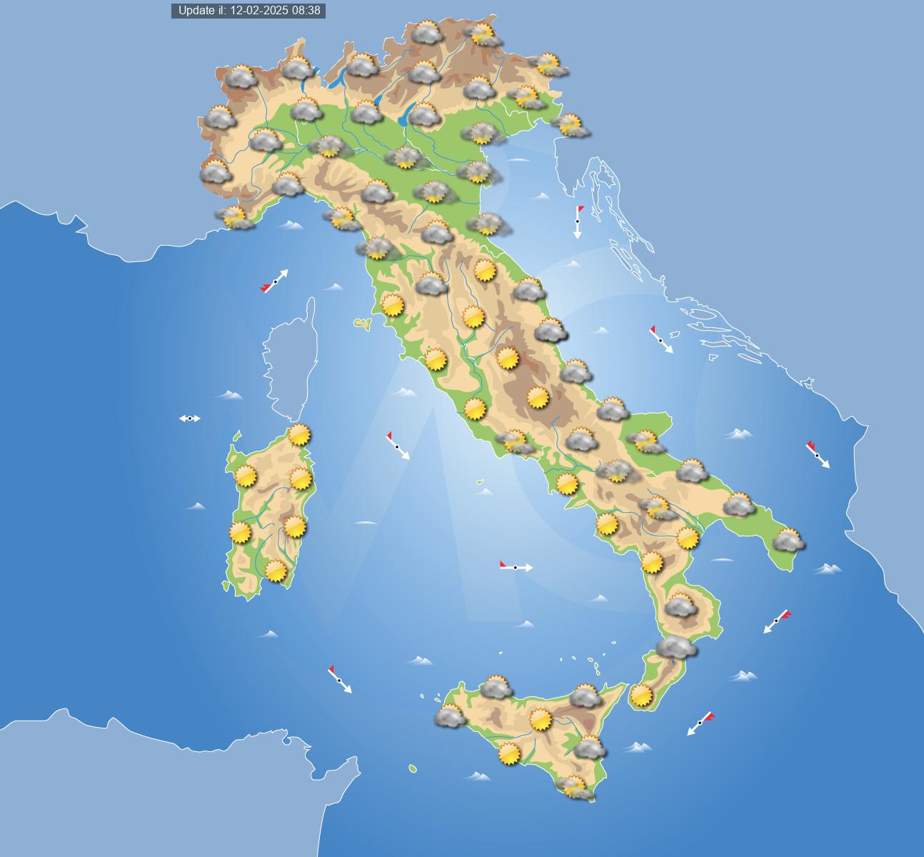 meteo italia 16 febbraio 2025